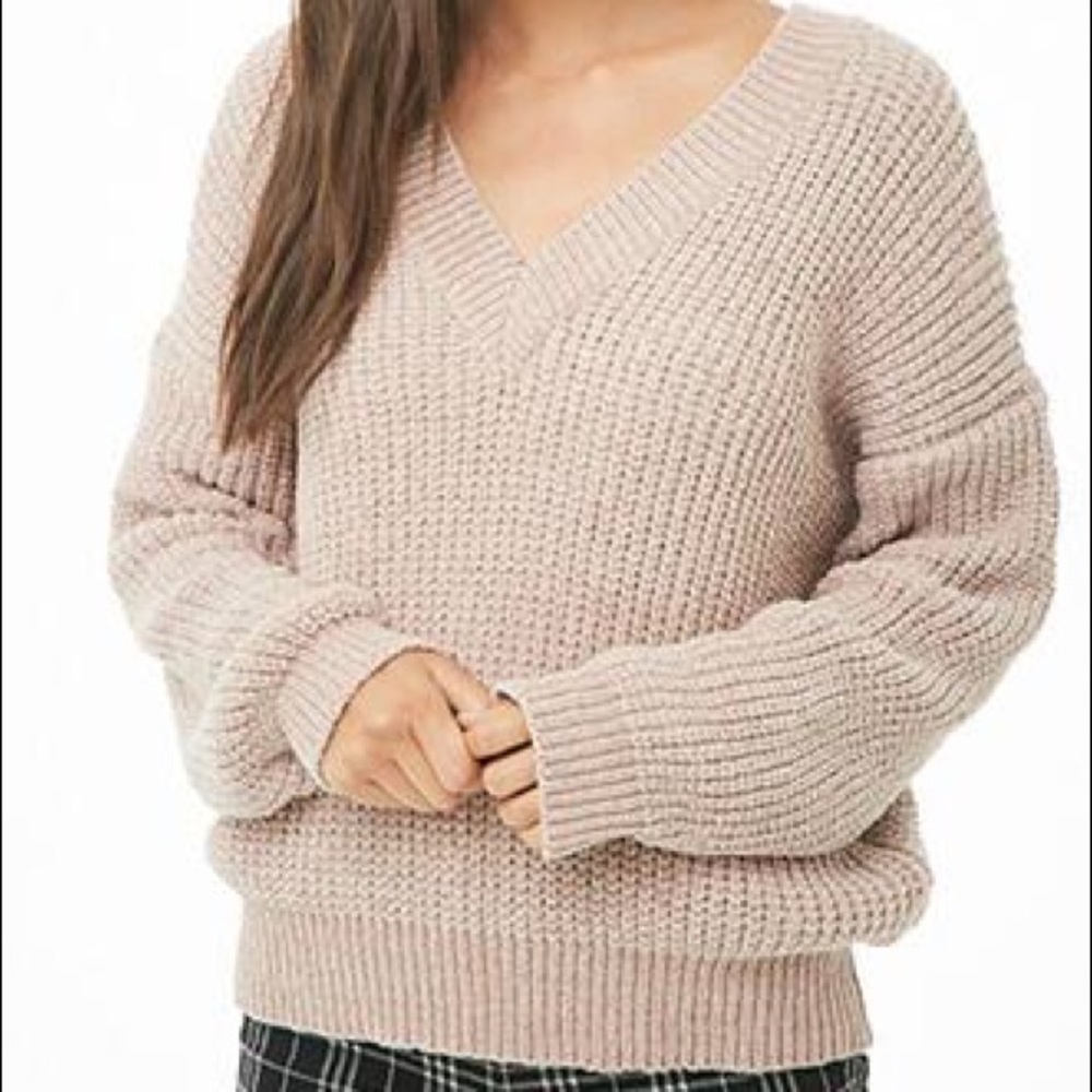 👚Forever21 Chenille Drop-Shoulder Sweater Blush S